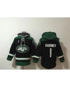 Men's New York Jets #1 Ahmad Gardner Black Ageless Must-Have Lace-Up Pullover Hoodie