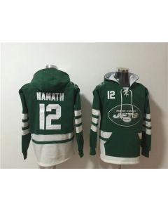 Men's New York Jets #12 Joe Namath Green Ageless Must-Have Lace-Up Pullover Hoodie