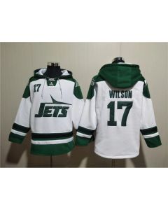 Men's New York Jets #17 Garrett Wilson White Ageless Must-Have Lace-Up Pullover Hoodie
