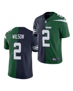 Men's New York Jets #2 Zach Wilson 2021 Green/Navy Split Stitched NFL Jersey