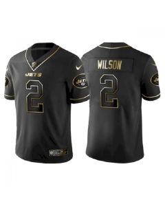 Men's New York Jets #2 Zach Wilson Black Golden Edition Stitched Jersey