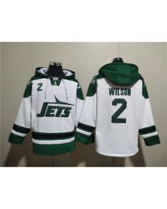 Men's New York Jets #2 Zach Wilson White Ageless Must-Have Lace-Up Pullover Hoodie