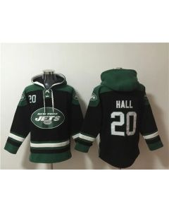 Men's New York Jets #20 Breece Hall Black Ageless Must-Have Lace-Up Pullover Hoodie