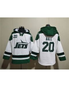 Men's New York Jets #20 Breece Hall White Ageless Must-Have Lace-Up Pullover Hoodie