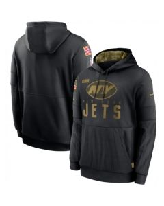Men's New York Jets 2020 Black Salute to Service Sideline Performance Pullover Hoodie