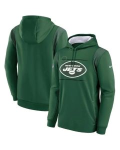 Men's New York Jets 2021 Green Sideline Logo Performance Pullover Hoodie