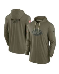 Men's New York Jets 2022 Olive Salute to Service Tonal Pullover Hoodie
