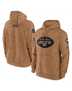 Men's New York Jets 2023 Brown Salute to Service Pullover Hoodie