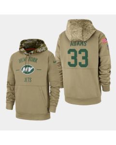 Men's New York Jets #33 Jamal Adams Tan 2019 Salute to Service Sideline Therma Pullover Hoodie