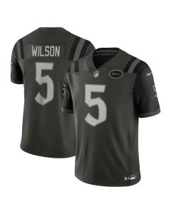 Men's New York Jets #5 Garrett Wilson Black Rivalries Collection F.U.S.E. Vapor Limited Stitched Jersey