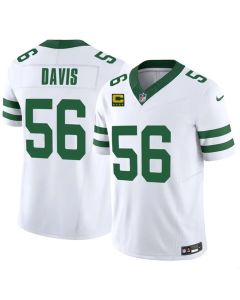 Men's New York Jets #56 Demario Davis White 2025 4-Star C Patch Vapor F.U.S.E. Untouchable Limited Jersey