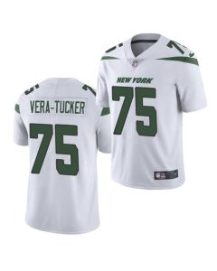 Men's New York Jets #75 Alijah Vera-Tucker 2021 NFL Draft White Vapor Untouchable Limited Stitched Jersey