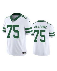 Men's New York Jets #75 Alijah Vera-Tucker White 2023 F.U.S.E. Vapor Limited Throwback Stitched Football Jersey
