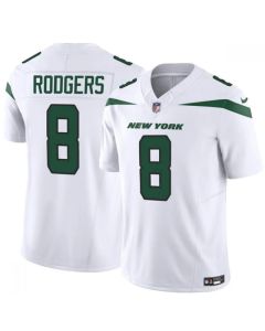 Men's New York Jets #8 Aaron Rodgers 2023 F.U.S.E. White Vapor Untouchable Limited Stitched Jersey