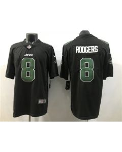 Men's New York Jets #8 Aaron Rodgers Black Stitched Jersey