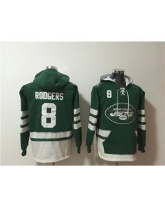Men's New York Jets #8 Aaron Rodgers Green Ageless Must-Have Lace-Up Pullover Hoodie