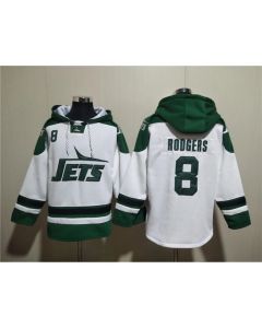 Men's New York Jets #8 Aaron Rodgers White Ageless Must-Have Lace-Up Pullover Hoodie