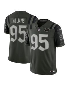 Men's New York Jets #95 Quinnen Williams Black Rivalries Collection F.U.S.E. Vapor Limited Stitched Jersey