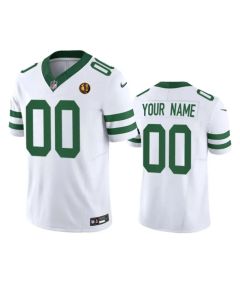Men's New York Jets Active Player Custom White 2023 F.U.S.E. Throwback With John Madden Patch Vapor Limited Stitched Football Jersey