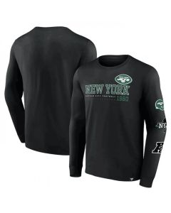Men's New York Jets Black High Whip Pitcher Long Sleeve T-Shirt
