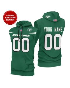 Men's New York Jets Customized Green Limited Edition Sleeveless Hoodie