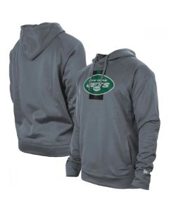 Men's New York Jets Gray New Era Training Camp Raglan Pullover Hoodie
