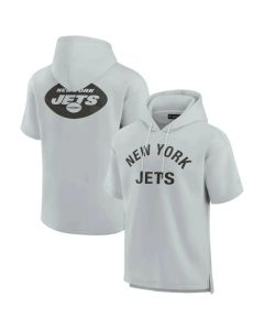Men's New York Jets Gray Super Soft Fleece Short Sleeve Hoodie