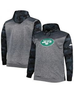 Men's New York Jets Heather Charcoal Big & Tall Camo Pullover Hoodie