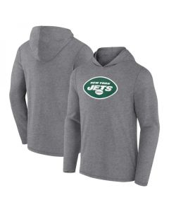 Men's New York Jets Heather Gray Primary Logo Long Sleeve Hoodie T-Shirt (Gray)