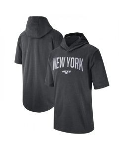 Men's New York Jets Heathered Charcoal Sideline Training Hoodie Performance T-Shirt