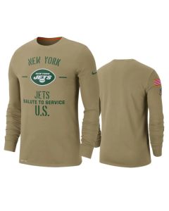 Men's New York Jets Tan 2019 Salute to Service Sideline Performance Long Sleeve Shirt