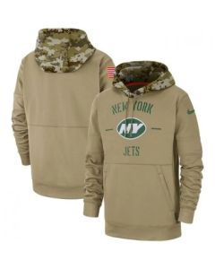 Men's New York Jets Tan 2019 Salute to Service Sideline Therma Pullover Hoodie