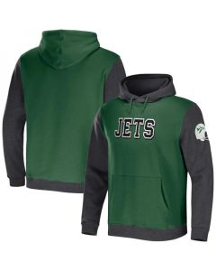 Men's New York Jets x Darius Rucker Collection Green/Heather Charcoal Colorblock Pullover Hoodie
