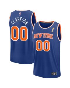 Men's New York Knicks #00 Jordan Clarkson Blue 2026 NBA Finals Champions Fast Break Icon Edition Jersey