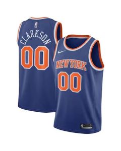 Men's New York Knicks #00 Jordan Clarkson Blue Stitched Basketball Jersey (Blue)