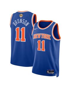 Men's New York Knicks #11 Jalen Brunson Blue 2026 NBA Finals Patch Swingman Icon Edition Jersey (Blue)