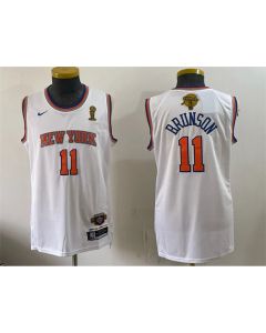Men's New York Knicks #11 Jalen Brunson White 2026 Finals Champions Patch Jersey (White)