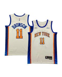 Men's New York Knicks #11 Jalen Brunson White Stitched Basketball Jersey (Style 2)