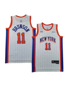 Men's New York Knicks #11 Jalen Brunson White Stitched Basketball Jersey (Style 3)