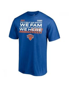 Men's New York Knicks 2021 Blue Playoff Bound Dunk T-Shirt