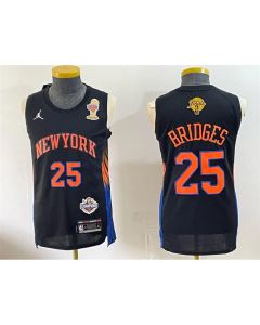 Men's New York Knicks #25 Mikal Bridges Black 2026 Finals Champions Patch Statement Edition Jersey