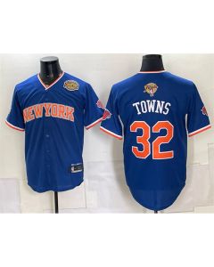 Men's New York Knicks #32 Karl-Anthony Towns Blue 2026 Finals & Eastern Conference Champions Patch Jersey