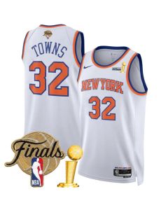 Men's New York Knicks #32 Karl-Anthony Towns White 2026 Finals Patch And Finals Champions Patch Association Edition Stitched Basketball Jersey (White)