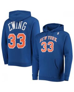 Men's New York Knicks #33 Patrick Ewing 2021 Blue Pullover Hoodie