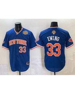 Men's New York Knicks #33 Patrick Ewing Royal 2026 Finals & Eastern Conference Champions Patch Stitched Baseball Jersey (Royal)