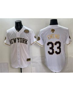 Men's New York Knicks #33 Patrick Ewing White 2026 Finals & Eastern Conference Champions Patch Jersey