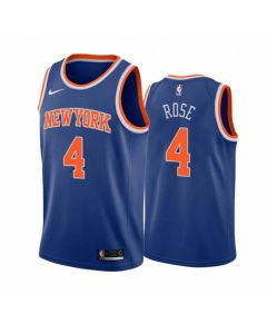 Men's New York Knicks #4 Derrick Rose Blue Stitched Jersey
