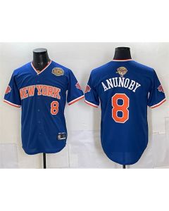 Men's New York Knicks #8 OG Anunoby Royal 2026 Finals & Eastern Conference Champions Patch Stitched Baseball Jersey
