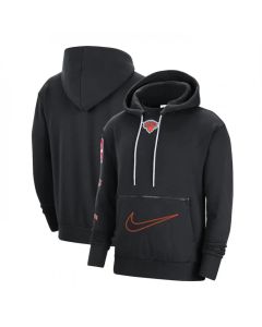 Men's New York Knicks Black 2022/23 City Edition Courtside Heavyweight Fleece Pullover Hoodie