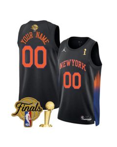 Men's New York Knicks Black 2026 Finals Patch And Finals Champions Patch Statement Edition Stitched Basketball Custom Jersey (Black)